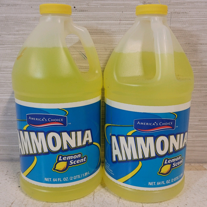 New - America's Choice Household Ammonia Lemon Scent Cleaner . Two 1.89L Bottles