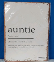 New "Auntie" Metal Sign - 12 X 16