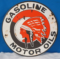 New Gasoline Motor Oils Metal Sign - 1ft diameter