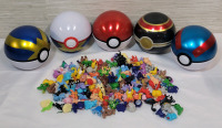 Pok&eacute;mon Balls with 100+ Mini Pok&eacute;mon Figures . Five (5) Pok&eacute;mon Balls .