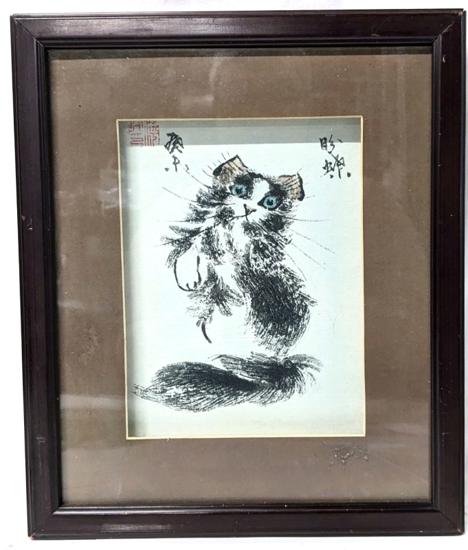 Absolutely Adorable Vintage Japanese-Style Cat Art | 11" x 13"