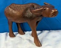 Wooden Water Buffalo Statue. 8" Tall.