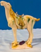 Ceramic Horse Figureine. 5.5" Tall, No Chips or Cracks, Crazing Present Throughout.