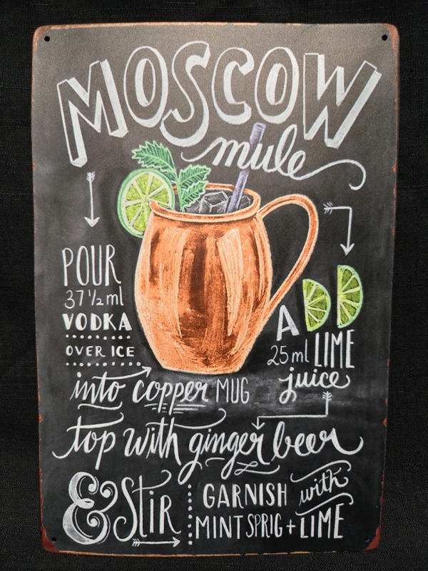 New | " Moscow Mule Recipe " Metal Wall Sign ( 8" x 12" )