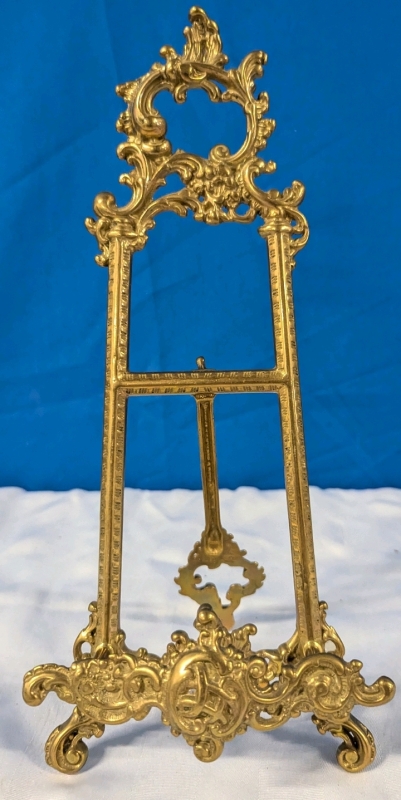 Vintage Ornate Brass Book Easel. 12.5 Tall. Made in Italy.