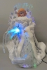 KSA Elegant Silver and White LED Light Fiber Optic Angel Christmas Tree Topper | 12" Tall