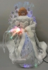 KSA Elegant Silver and White LED Light Fiber Optic Angel Christmas Tree Topper | 12" Tall - 2