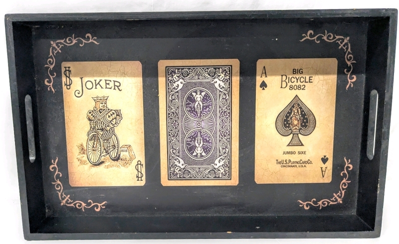 Fun Playing Card / Poker-Theme Wooden Serving Tray | 18" x 11" x 2.5" Tall