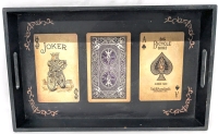 Fun Playing Card / Poker-Theme Wooden Serving Tray | 18" x 11" x 2.5" Tall