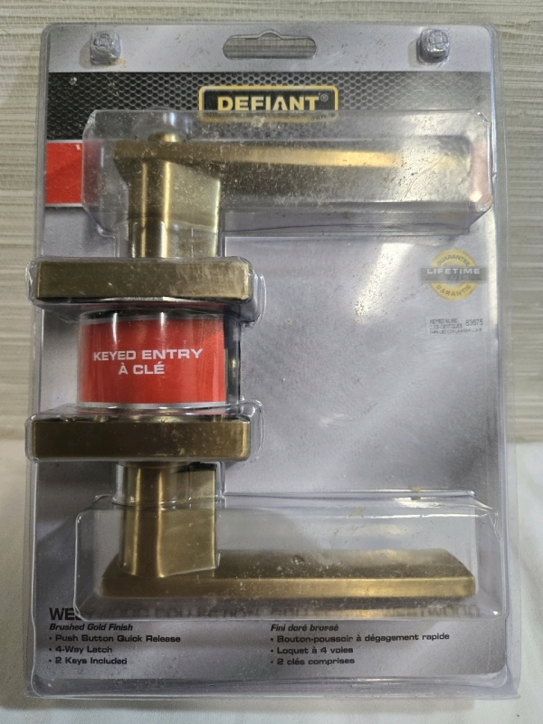 2 New Sealed | Defiant Westwood Collection Brushed Gold Finished Door Handles |Model# 1001 519 450 ( 5" Long Handle )