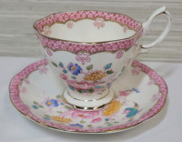 Vintage Royal Albert " Hummingbird " Cup & Saucer . Both Ring True . No chips or cracks . Minor wear to gold trim