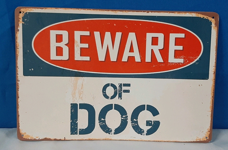 New "Beware of Dog" Metal Sign - 8" X 12"