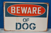 New "Beware of Dog" Metal Sign - 8" X 12"