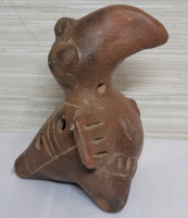 Vintage Clay Pottery Toucan Bird Whistle Figurine .