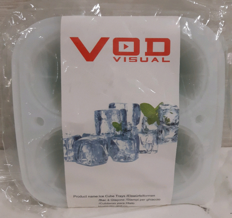 3 New Vod Visual | Silicone Ice Cube Trays ( 4 Cubes Per Tray )