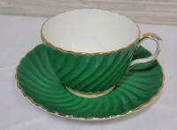 Vintage Aynsley Green / White w/Gold Trim Cup & Saucer . Both Ring True