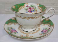 Vintage Royal Albert " Albany Green " Cup & Saucer . Both Ring True . Minor wear to gold trim