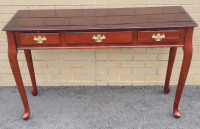 3-Drawer Hallway Table . Measures 47.5"×15.5" & 30" tall . Minor wear with some minor scuffs on top