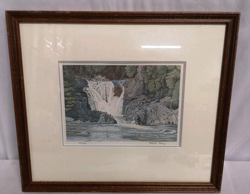 Signed Framed Print - Magpie River Falls - Michael Cleary