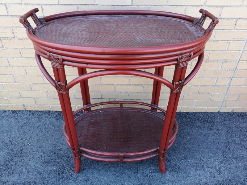 Rattan Table with Bottom Shelf - 32" L x 20" W x 33.5" H