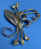 JAYFLEX Sterling Rhinestone Filigree Spray Brooch. - 5