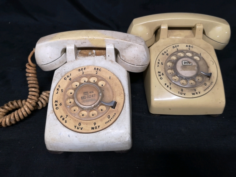 2 Vintage Rotary Phones - 9"x8"x5"