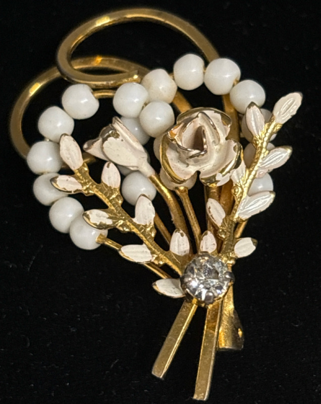 Vintage 1950s Austrian Crystal Heart Brooch