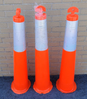 Reflective Road Safety / Emergency Traffic Cones . Measures 42" Tall Each