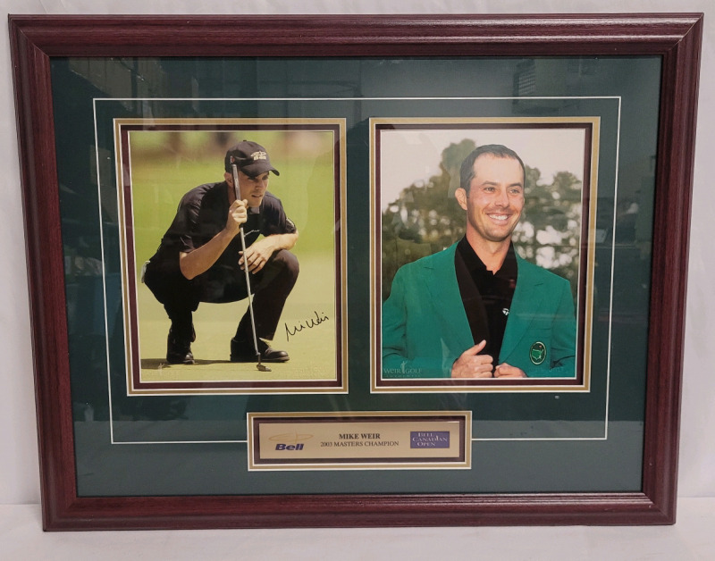 Mike Weir 2003 Masters Champion Signed Photo in Frame . COA Stamp from Mike Weir Authentic .