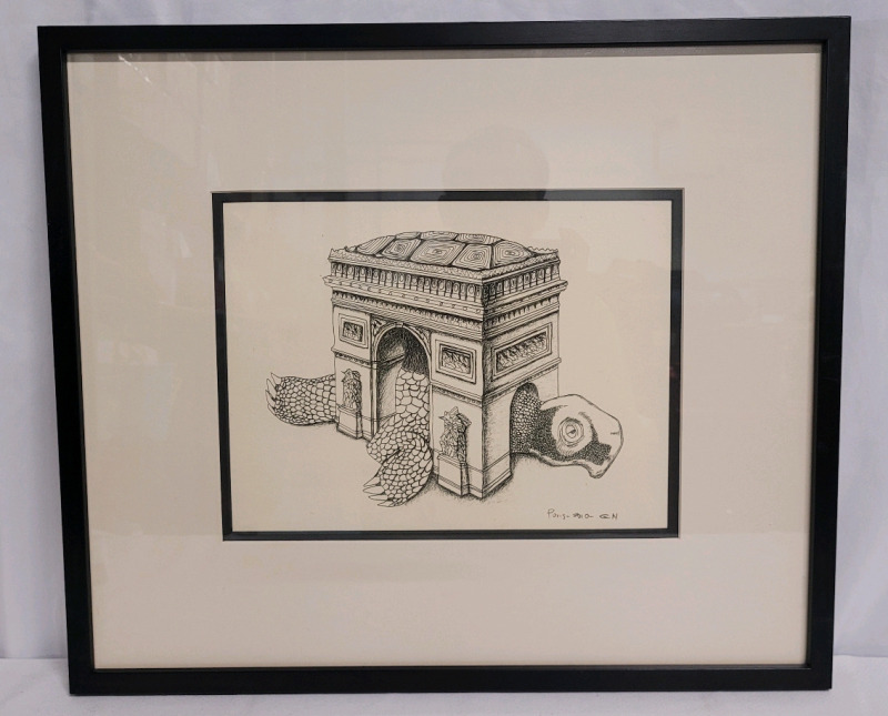 Arc de Triomphe with Tortoise Framed Print . Measures 21"×18"