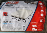 Coleman Airbed Cot with Airmattress & Pump in Travel Bag , Queen Size . Airmattress Never Used