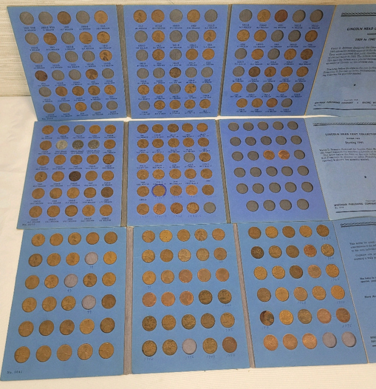 1909 - 1971 USA Lincoln Pennies & 1939 - 1978 Canadian Pennies . Not All Slot Checked for Correct Date