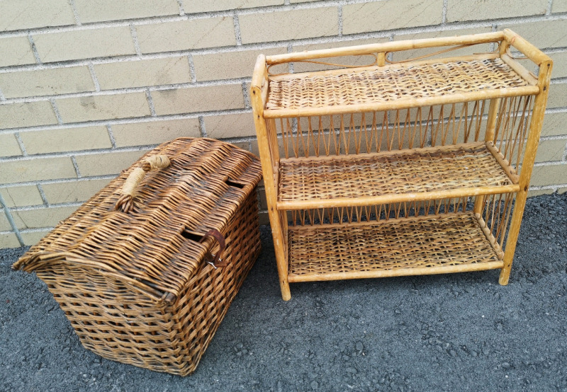 Wicker Wall Shelf + Basket