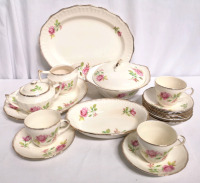 20 Vintage Swinnertons Luxor Vellum Serving Dishes + Cups & Saucers - Made in England