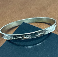 TAXCO Mexico Bangle Eagle Head Sterling Fish Etched