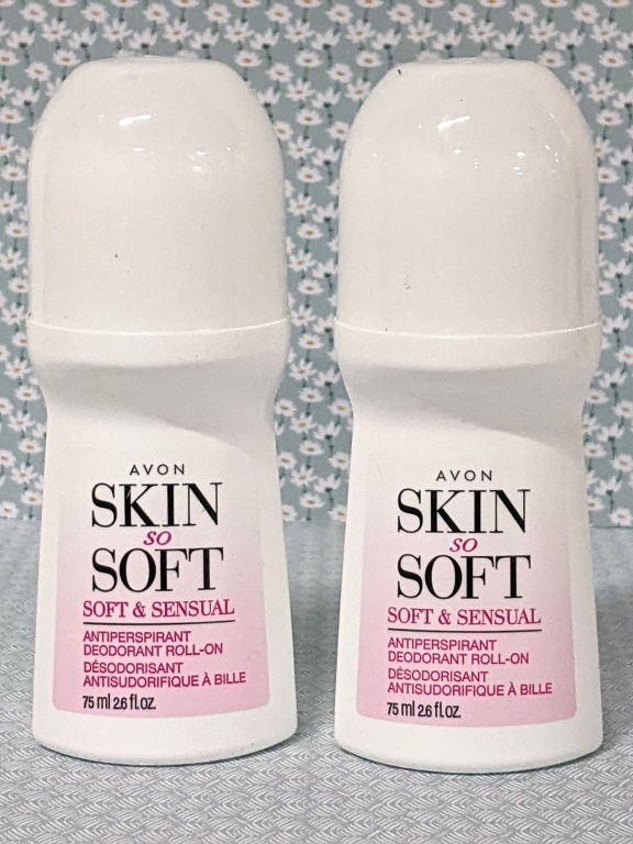 2 New SKIN SO SOFT Antiperspirant Roll-On 75ml ea