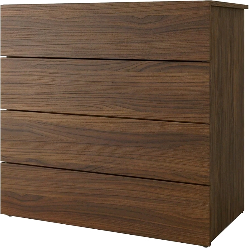 New Nexera 4-Drawer Dresser Chest. Walnut Pattern.