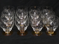 12 Vintage Footed Bar Glasses with Etching