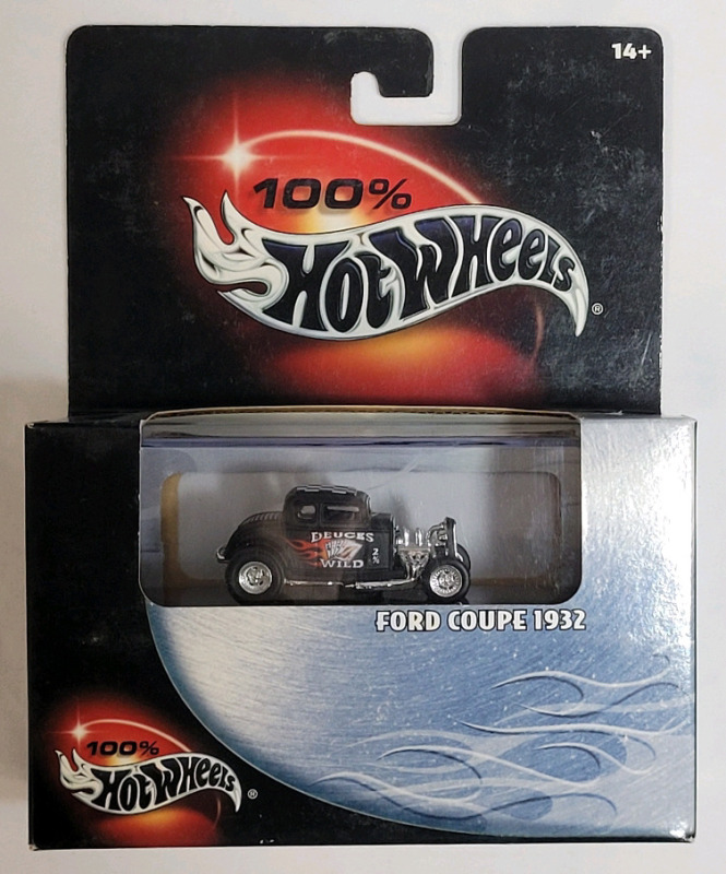 2000 Hot Wheels 100% '32 Ford Coupe Deuces Wild Black , 1:64 Scale . Sealed , N.R.F.B.