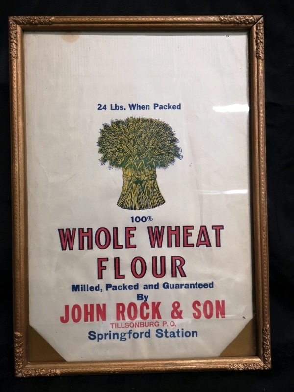 Vintage Framed Whole Wheat Flour Bag - John Rock & Son