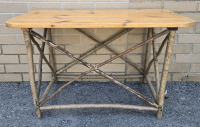 Small Wooden Coffee Table With Base Made Of Sticks ( 31" x 16" x 19.5" )