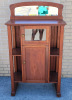 Vintage Oak 2-Door Display Cabinet with Mirror . Measures 34" wide , 59" tall & 16 1/4" deep