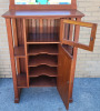 Vintage Oak 2-Door Display Cabinet with Mirror . Measures 34" wide , 59" tall & 16 1/4" deep - 2