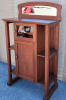 Vintage Oak 2-Door Display Cabinet with Mirror . Measures 34" wide , 59" tall & 16 1/4" deep - 4