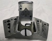 New | Metal, Royal Flush | Spade Belt Buckle With Built In Lighter ( 4" x 2.5" )