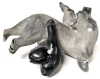 Stunning Large Signed Vintage Soapstone Carving of Man & Husky Fighting a Polar Bear by Pacome Kolaut (Inuit, Iglulik, 1925-1968) | As-Is - 3