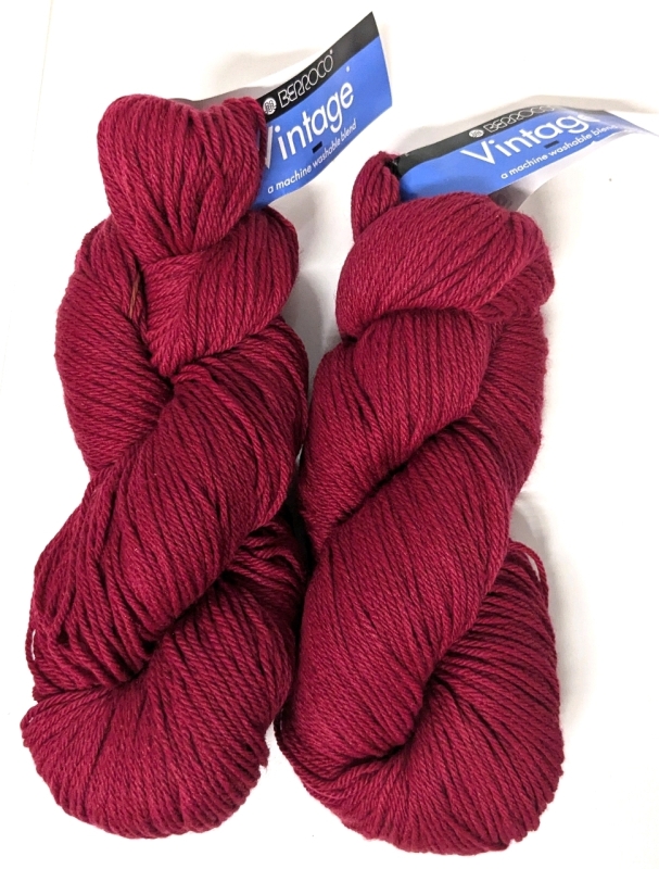 2 Neyw Skeyins of BERROCO Vintage-Style Acrylic, Wool & Nylon Mix Yarn | 5151 Cardinal | #4 Medium | 100g / 2⁶00m