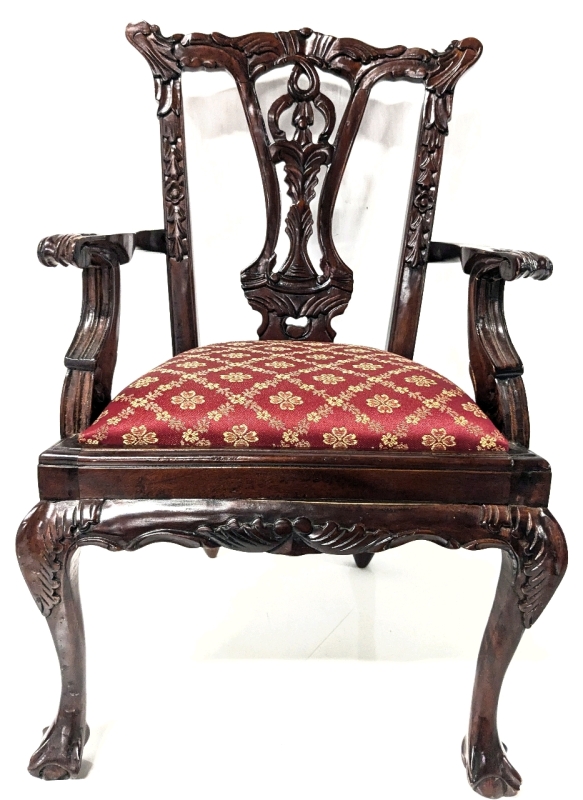 Adorable Ornate Miniature Chippendale-Style Doll / Cat-Sized Chair | 12.5" x 10.75" x 20.5" Tall