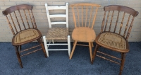 4 Vintage Chairs - 2 With Caining. Tallest is 34" Tall.