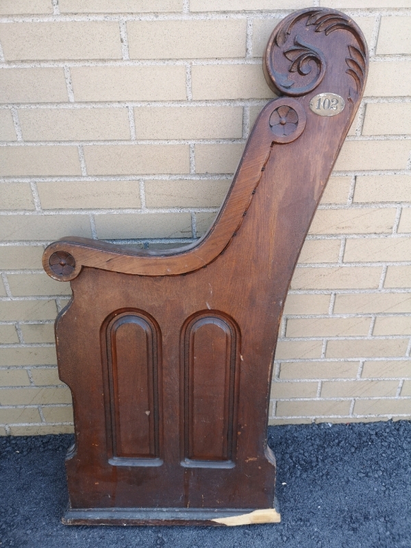 Vintage Wooden Church Pew Side 102 - 40" Tall and 21.5" wide